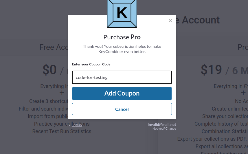 Testing the KeyCombiner checkout.