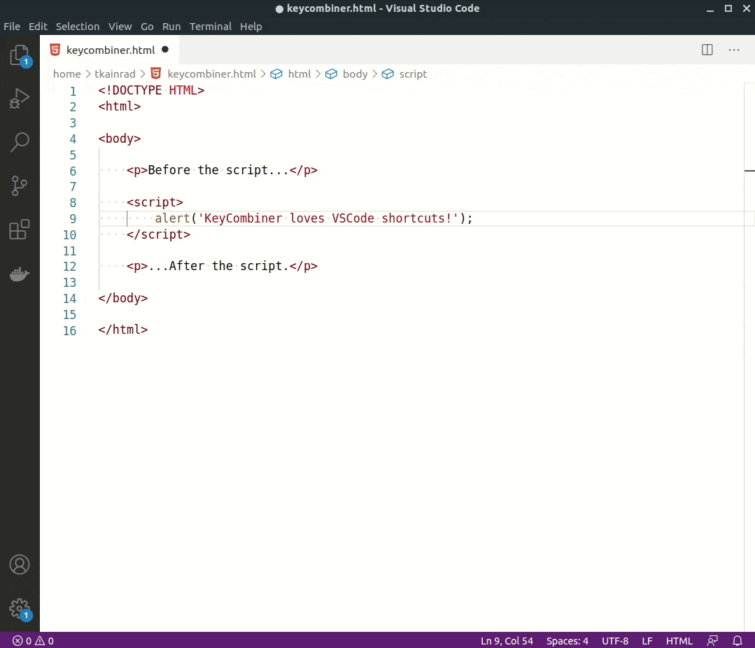 KeyCombiner&rsquo;s instant shortcut lookup for VSCode, Terminal, and Chrome.